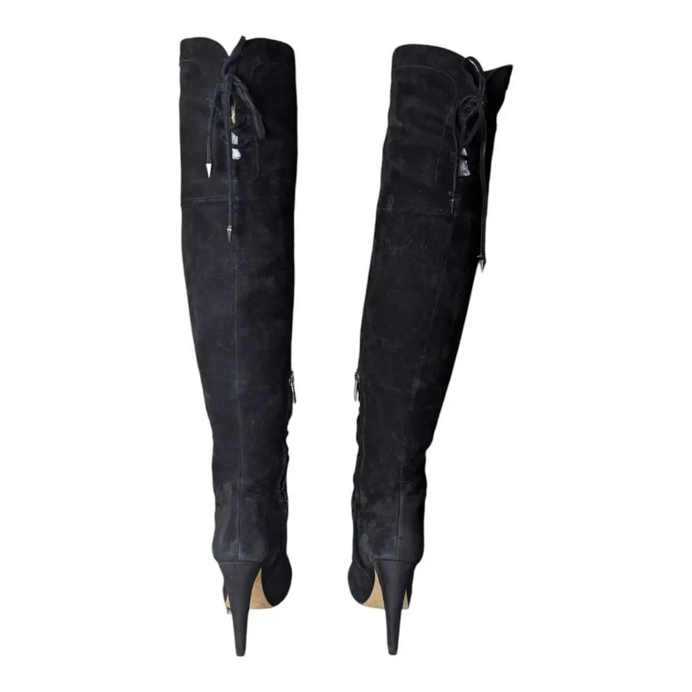 SAM EDELMAN Kayla Black Suede Over The Knee Boot Size 8M